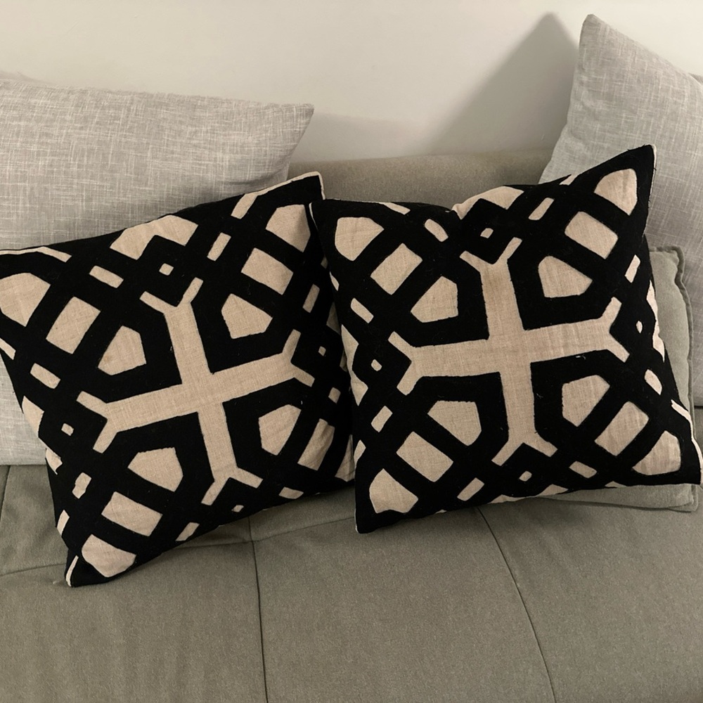 Geometric Black and Cream Throw Pillows